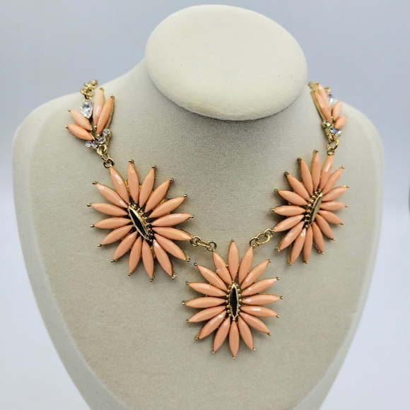 Floral Necklace in Peach and Gold w/ Extender - Picture 4 of 5